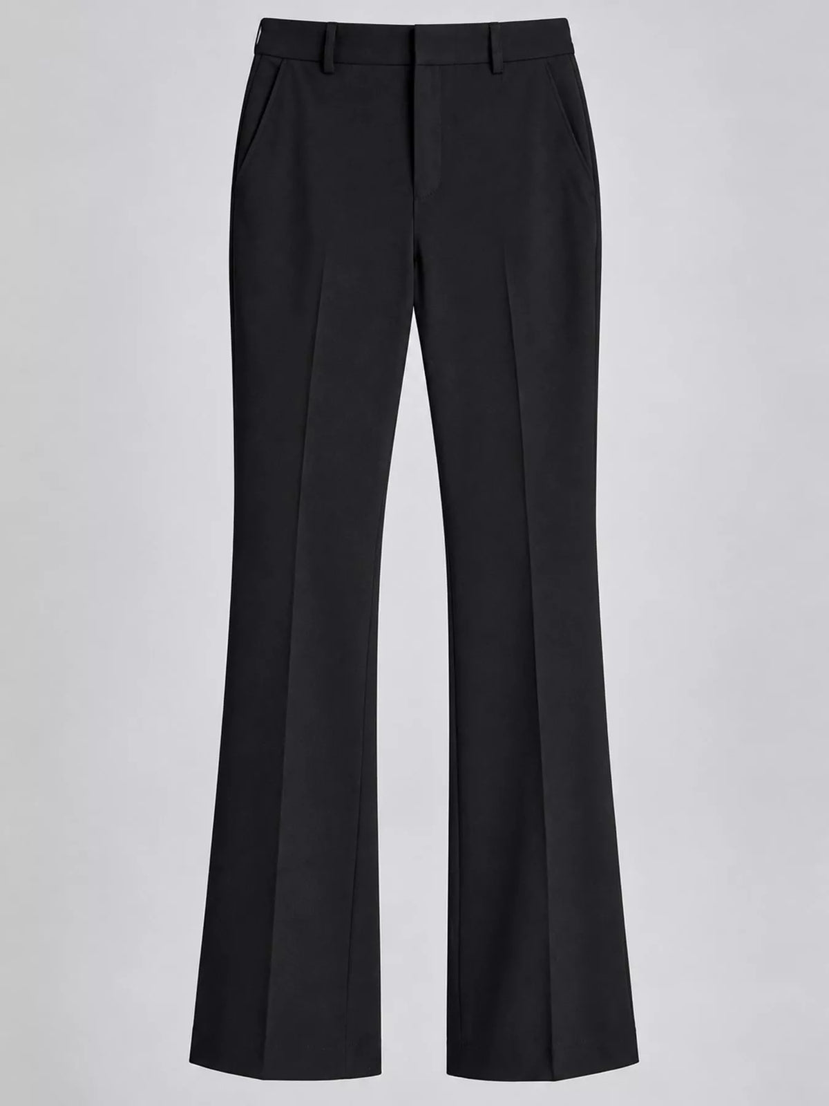 Straight-leg pants, black flat front