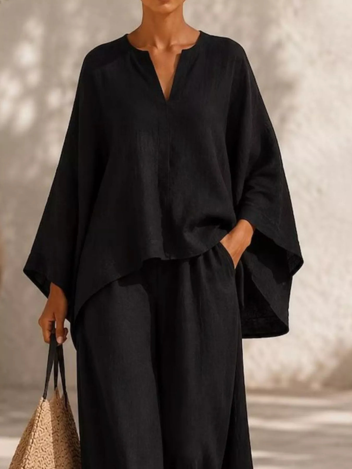 Trendsi Full Size Loose Fit Top and Wide-Leg Pants Set Plus Size -