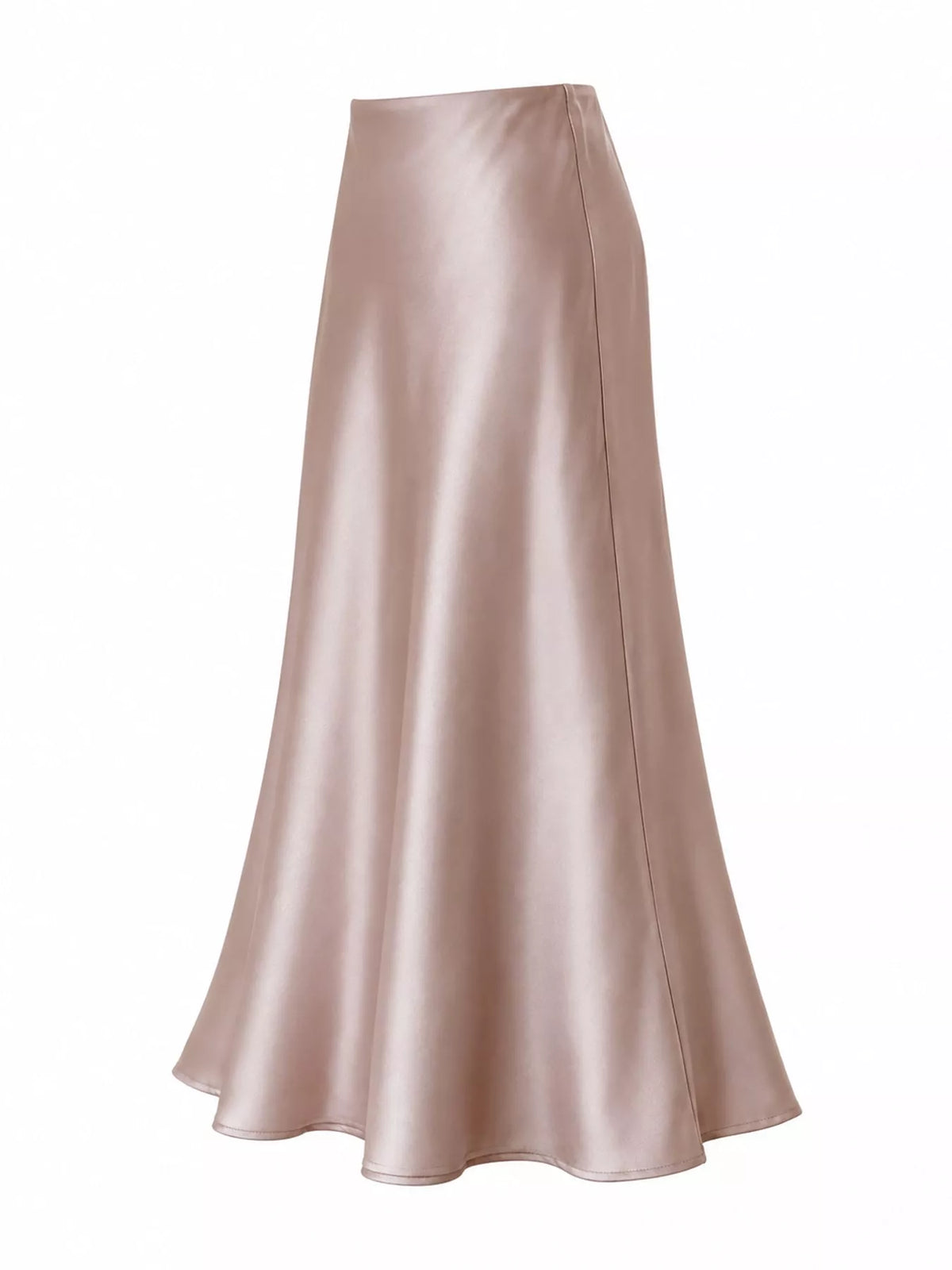 Zip-up satin skirt, pink side