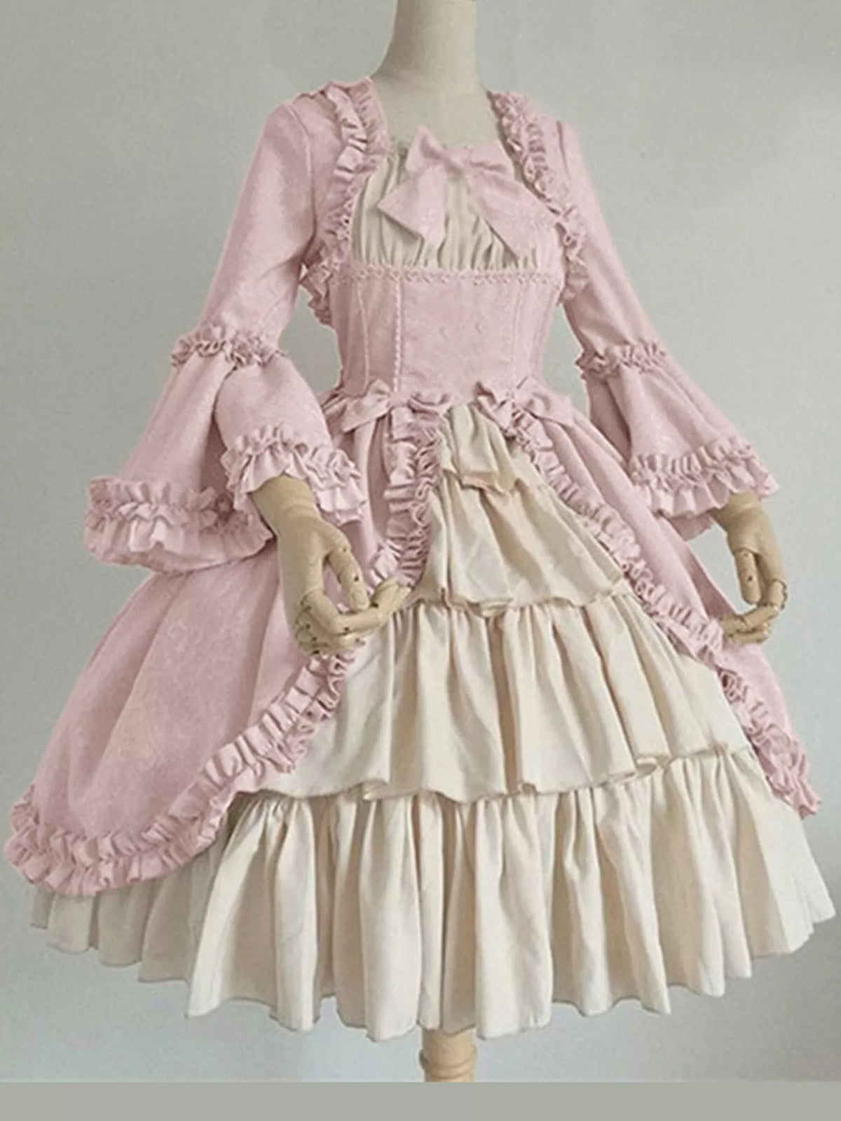 Vintage Lolita Ruffled Layered Dress in pink