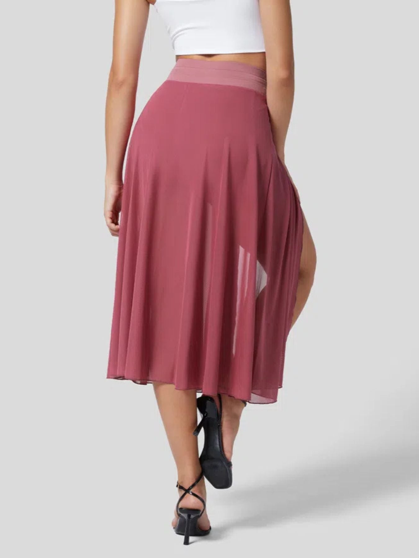 Trendsi Slit Flowy Skirt with Shorts Liner -