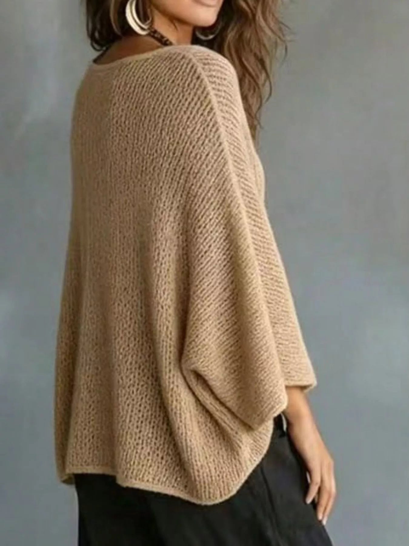 Trendsi V-Neck Batwing Sleeve Sweater -