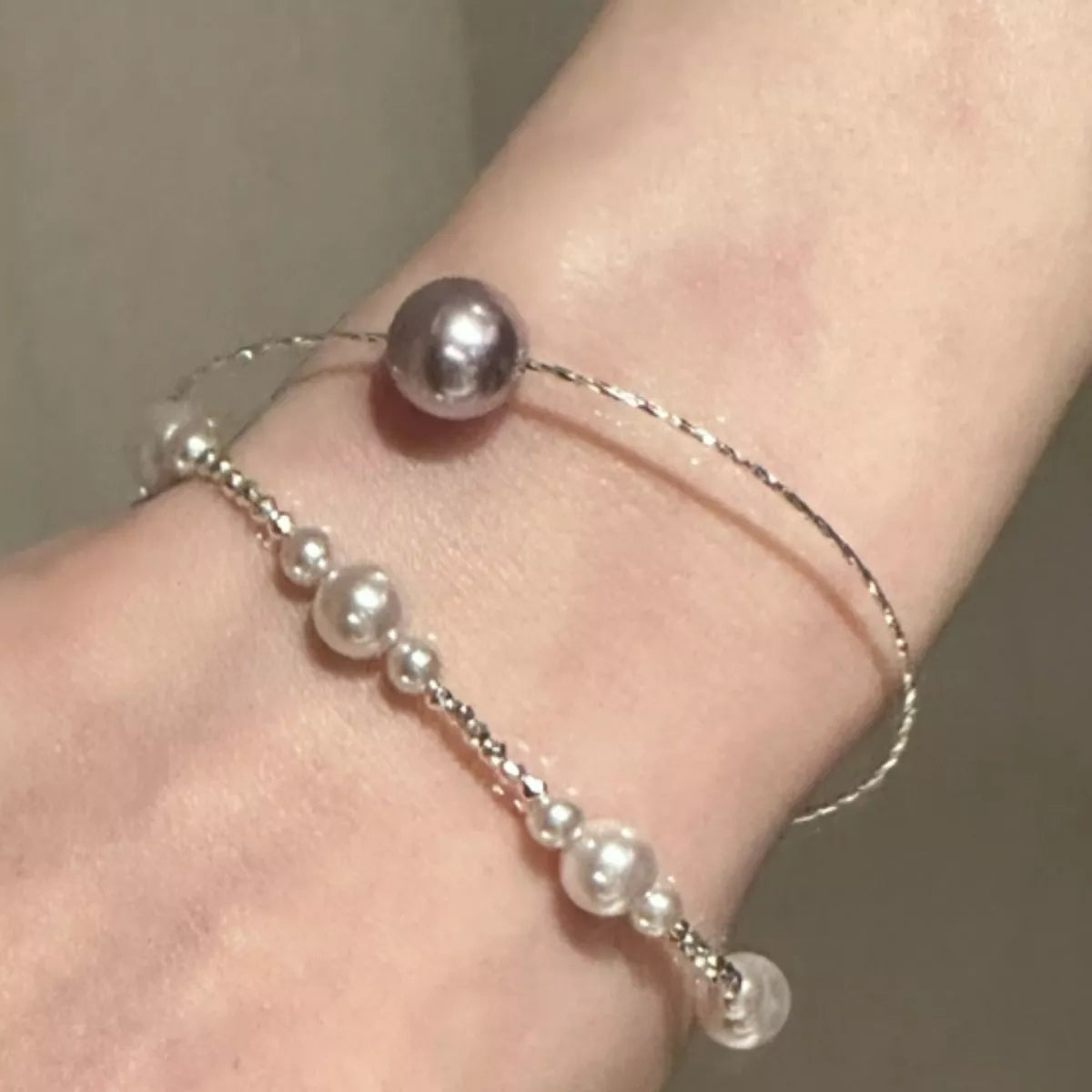 Women's Synthetic Pearl Bangle Bracelet 925 Sterling Silver