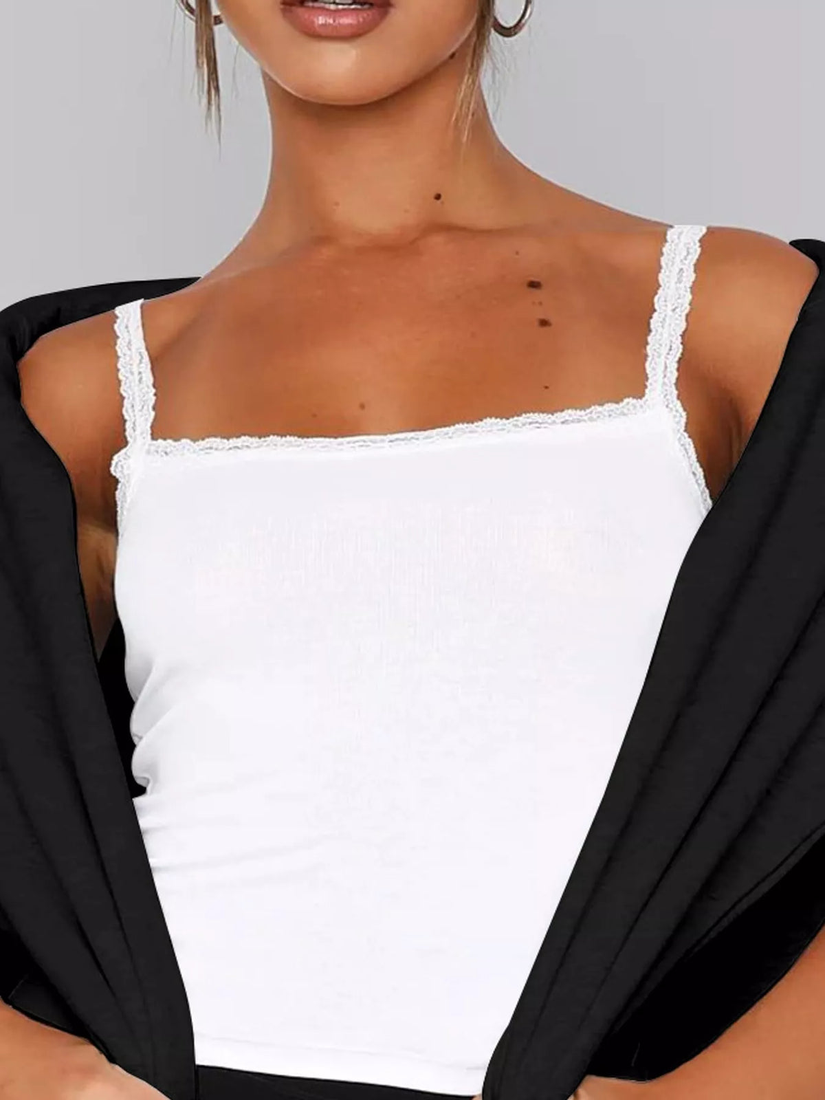 Lace camisole, white layered front