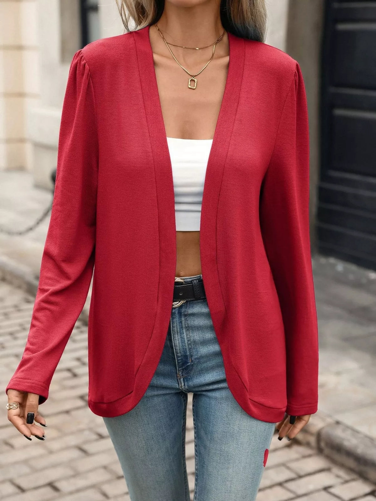 Trendsi Open Front Long Sleeve Cardigan -