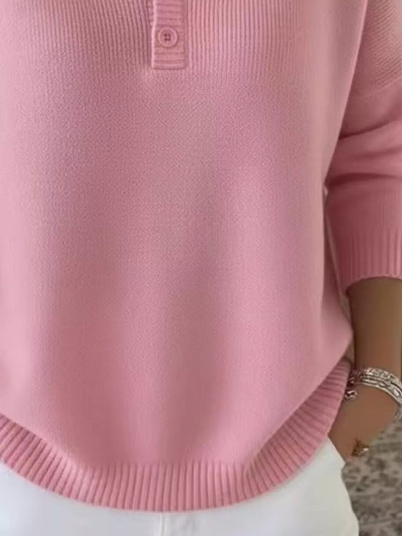Trendsi Full Size Button Detail Ribbed Knit Sweater Plus Size -