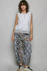 Trendsi POL Allover Botanical Embroidered Scalloped Lace Sleeveless Top -