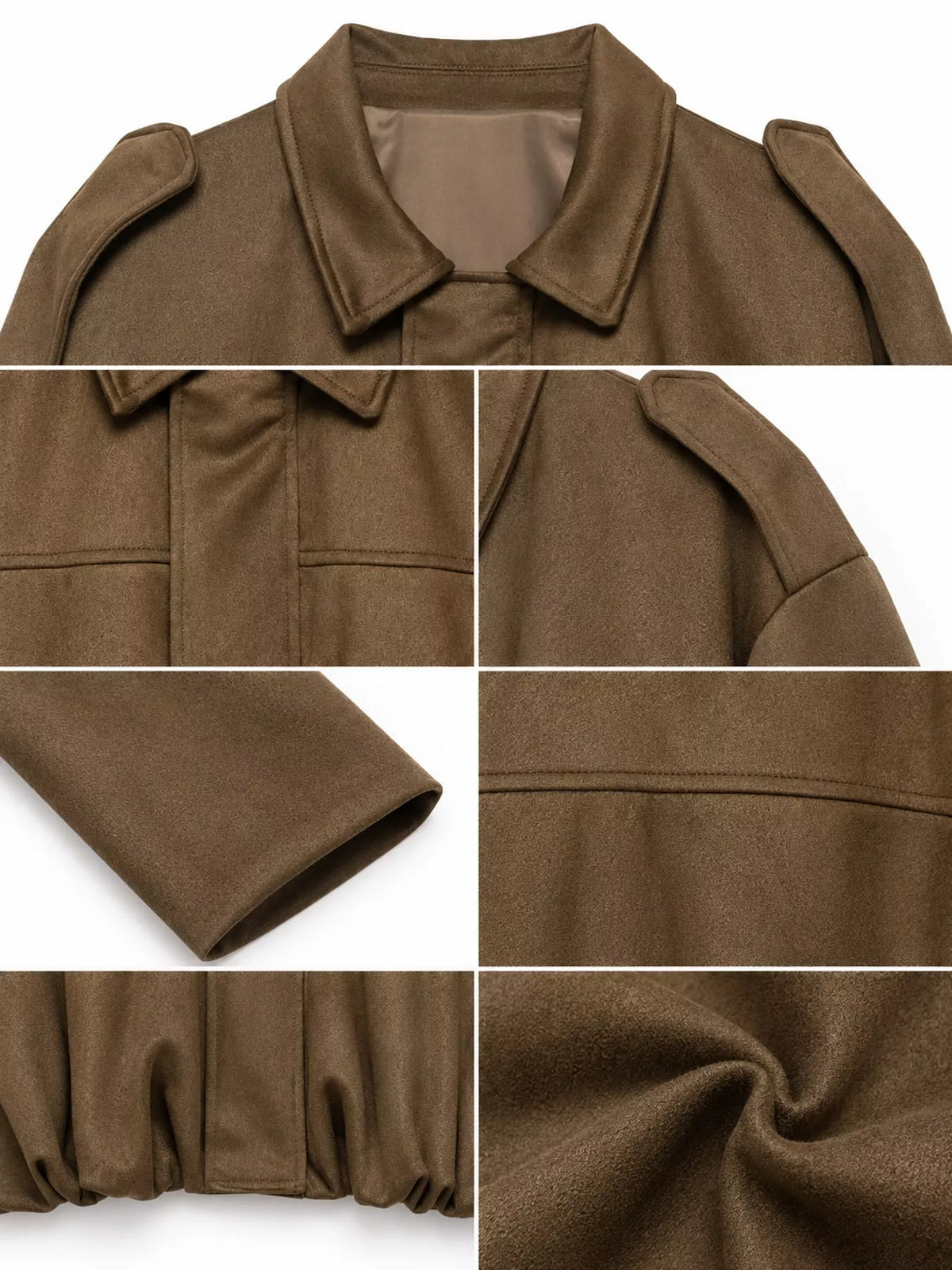 Cropped zip jacket, taupe garment details