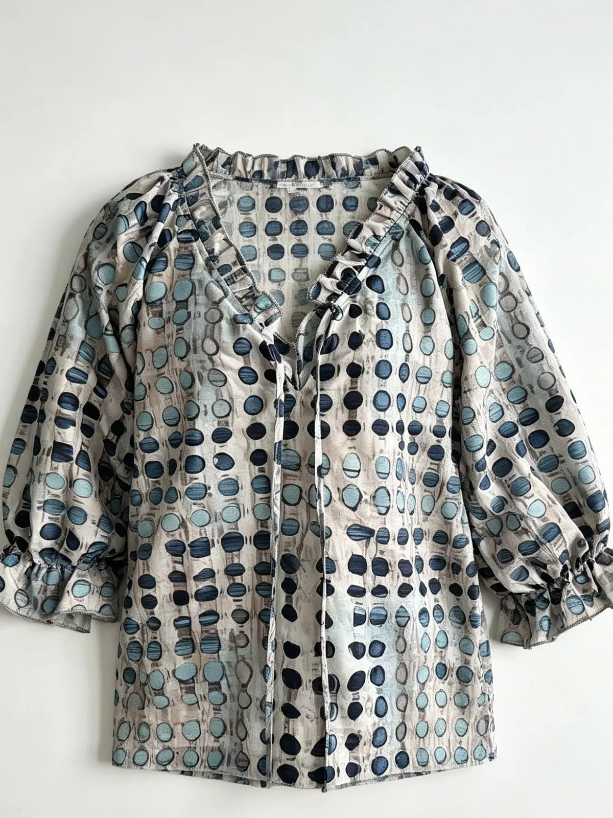 Dust Storm Tie Neck 3/4 Sleeve Blouse detail view