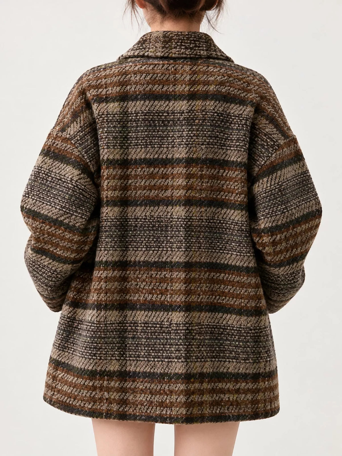 Vintage Plaid Double-Breasted Jacket — back view