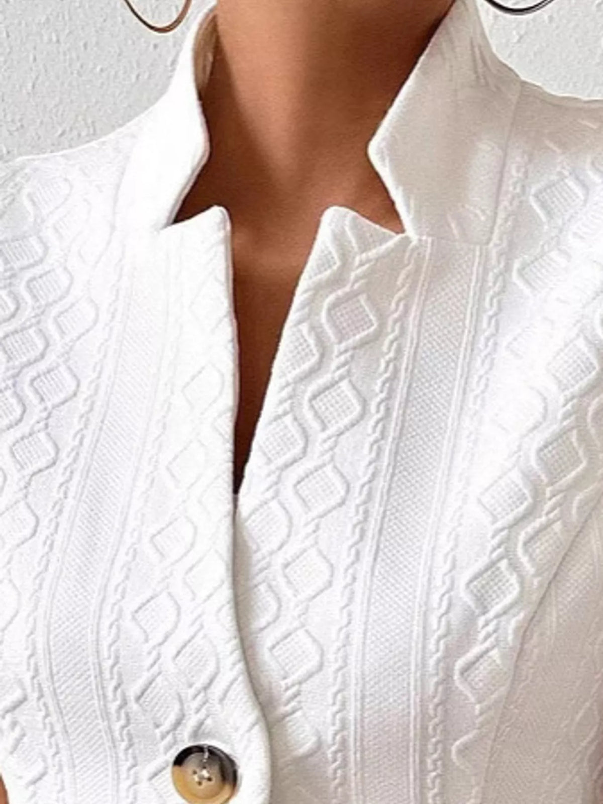 Textured Button-Down Vest in white, construction detail