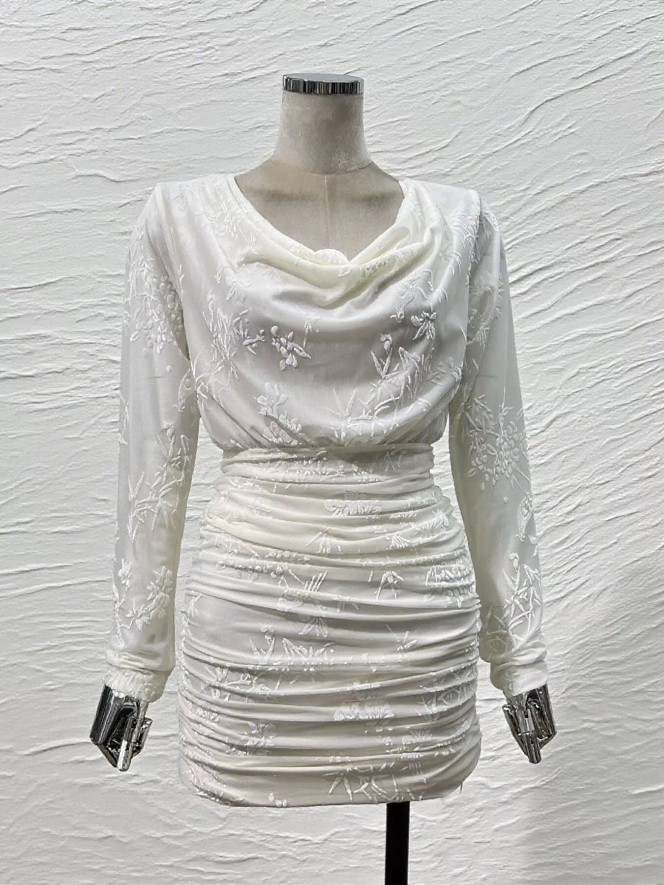 Trendsi Ruched Long Sleeve Mini Dress -