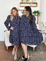 Trendsi Double Take Full Size Printed Ruffle Hem Long Sleeve Tiered Dress -