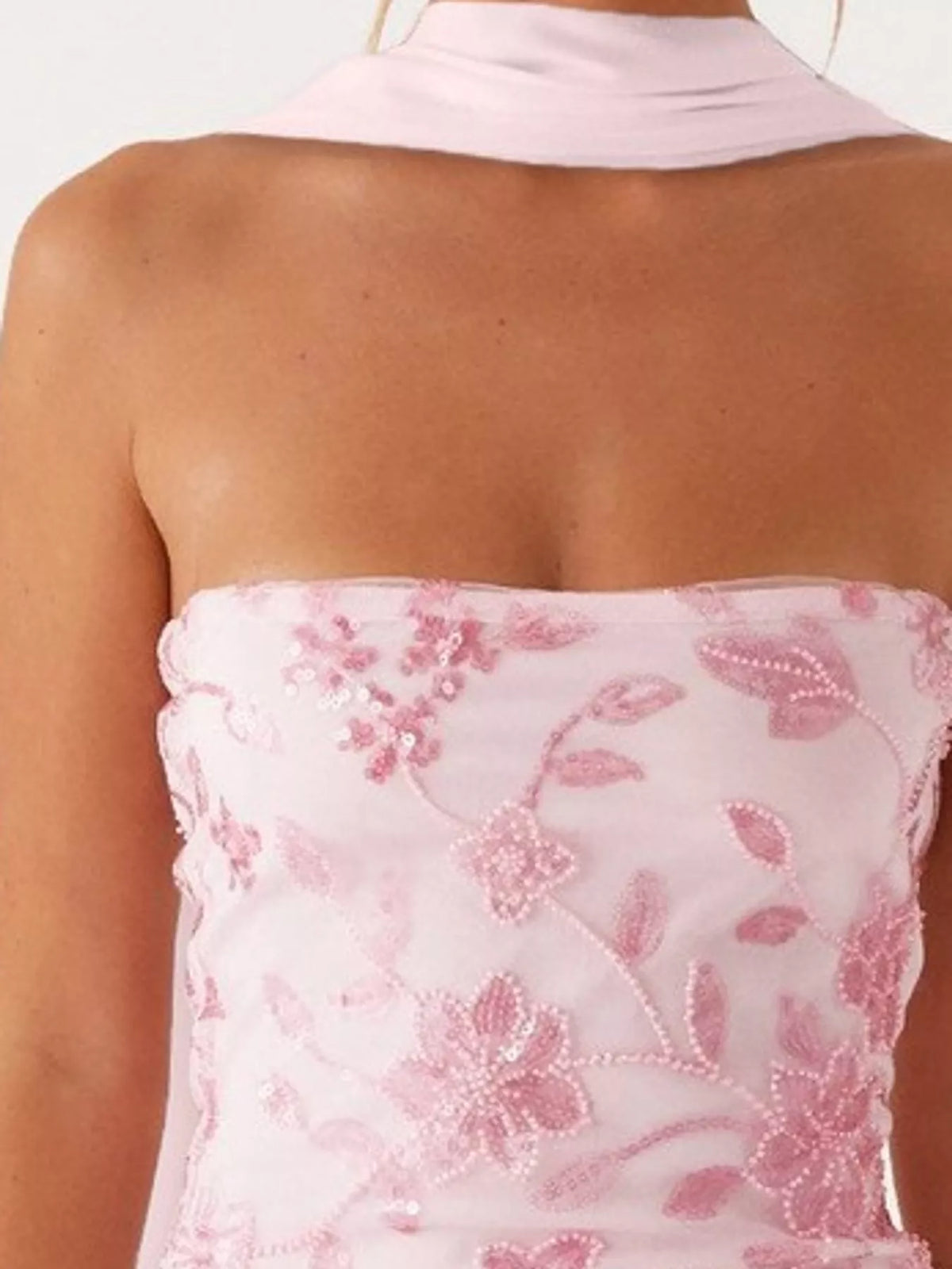 strapless mini dress, construction and design details