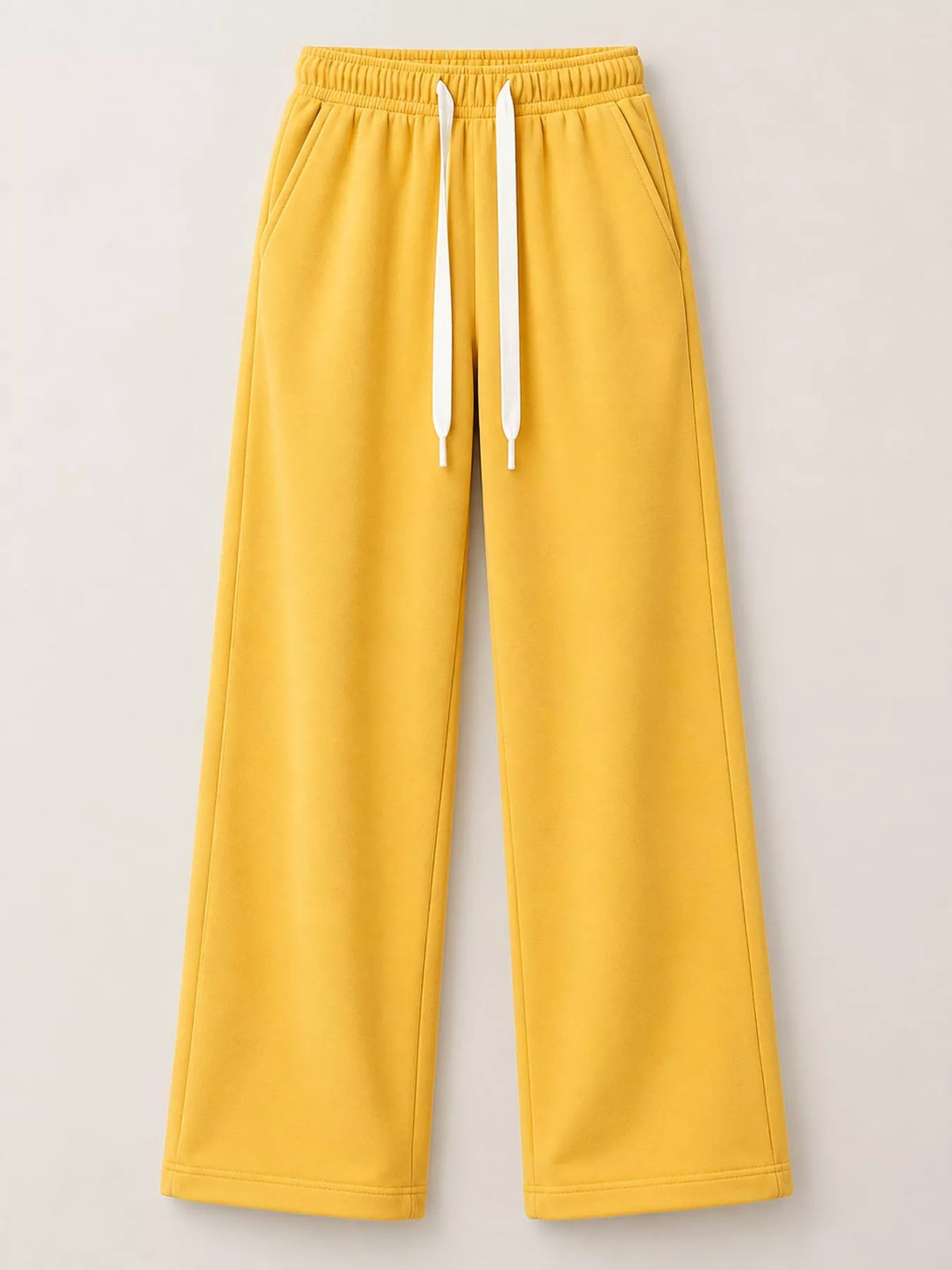 Yellow wide-leg pants with drawstring