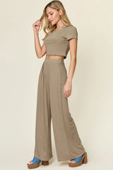 Trendsi Double Take Full Size Round Neck Top and Pants Set -