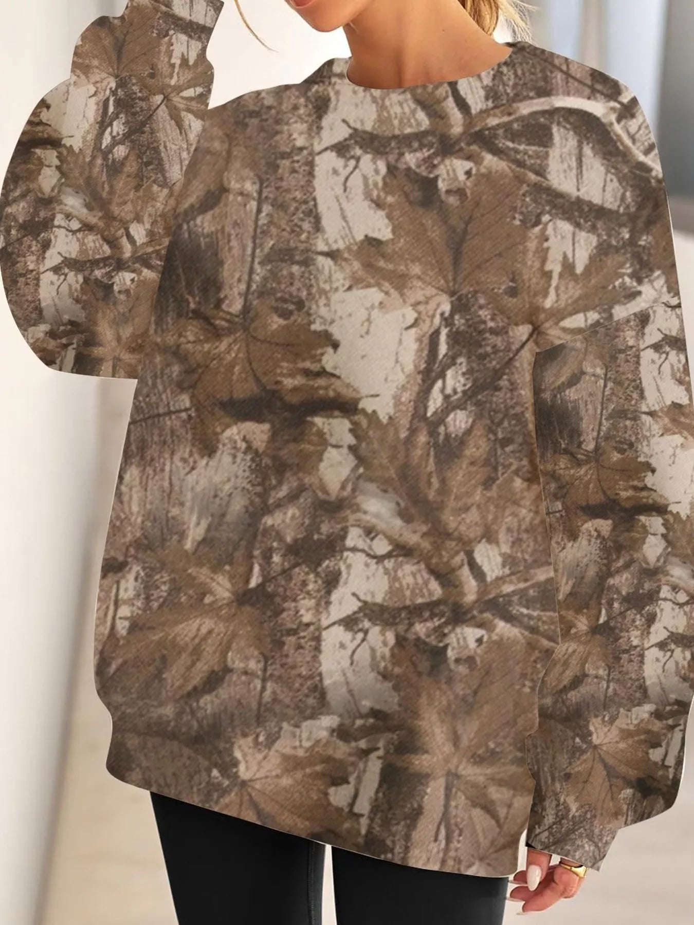 Trendsi Oversized Printed Crew Neck Sweatshirt -