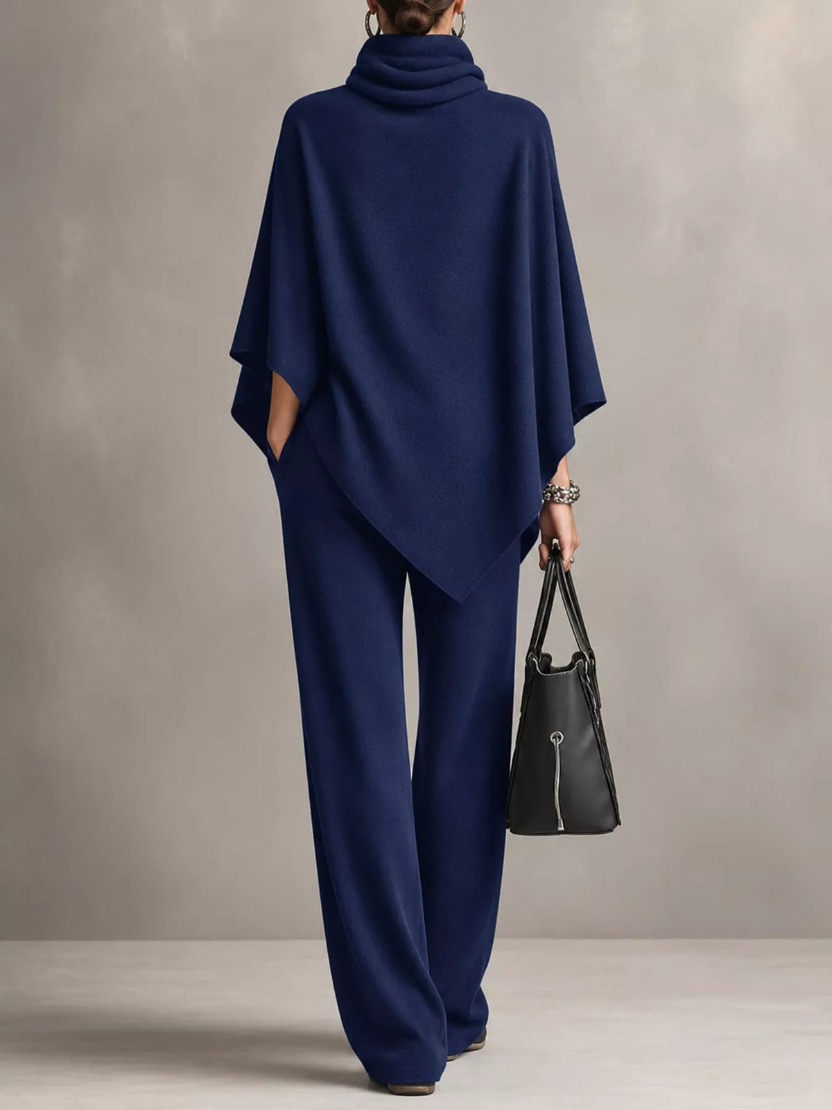 Poncho and pants set, navy back