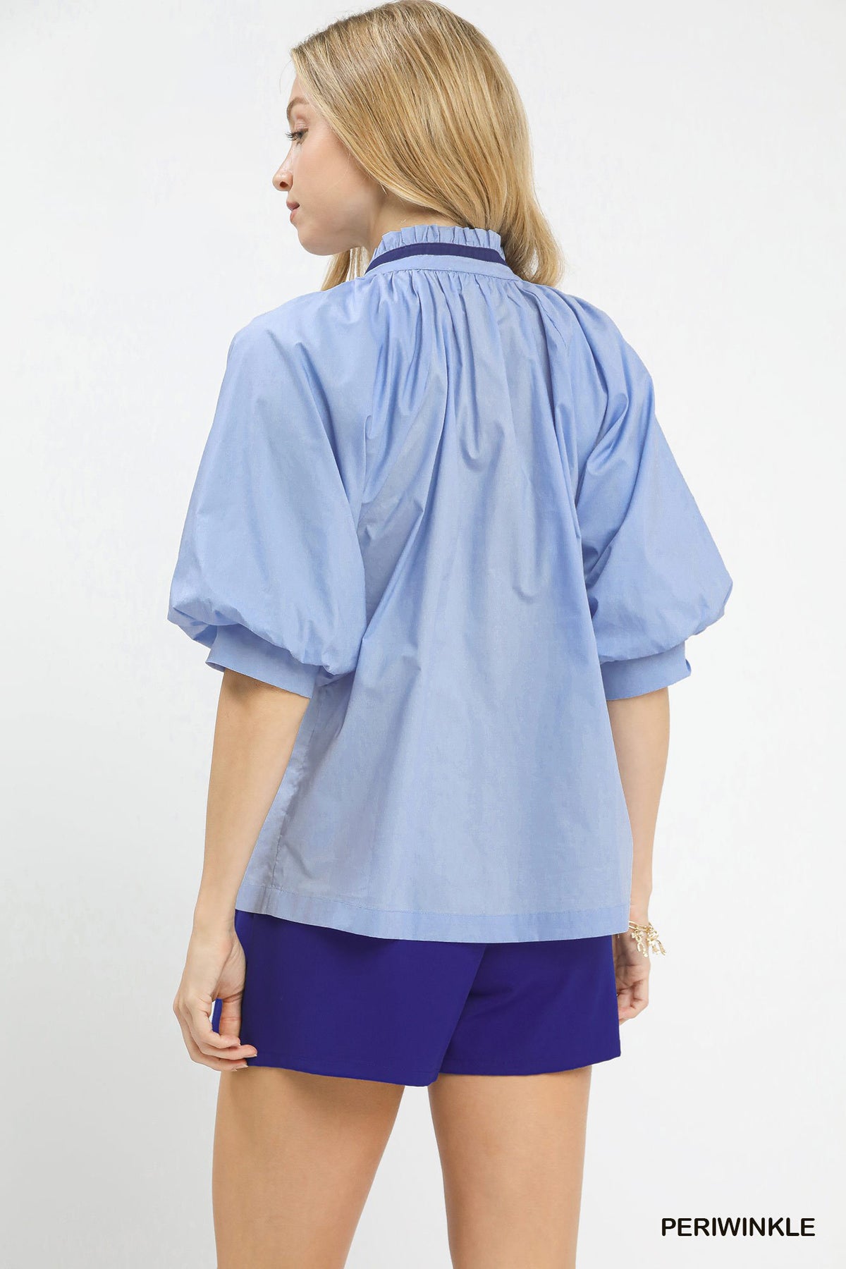 Women's Floral Embroidered Cotton V-Neck Blouse With 3/4 Sleeves — product view 4