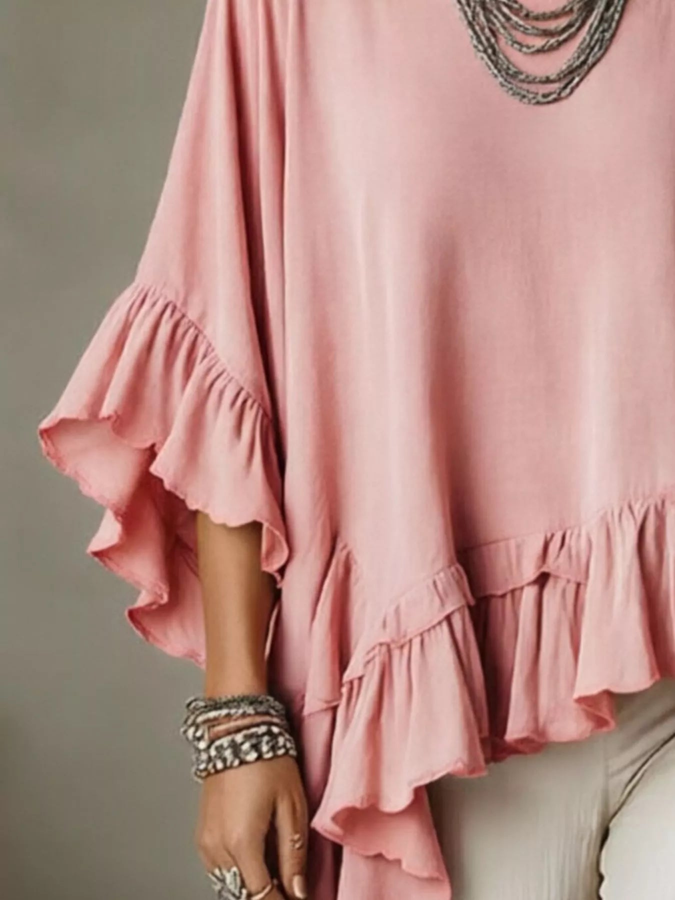 Trendsi Ruffled Hem Loose Fit Top -