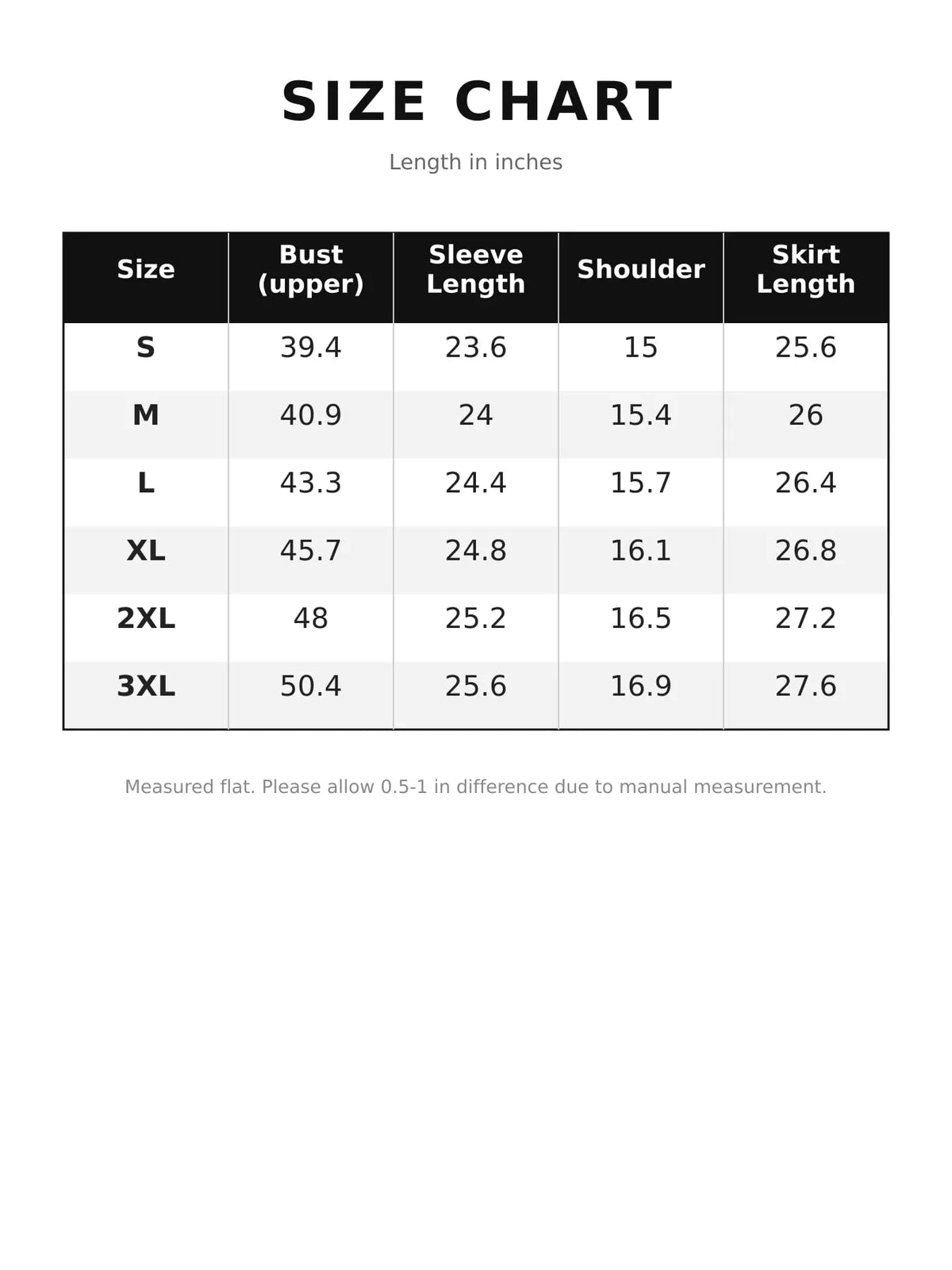 Size chart for women's frayed hem textured blouse