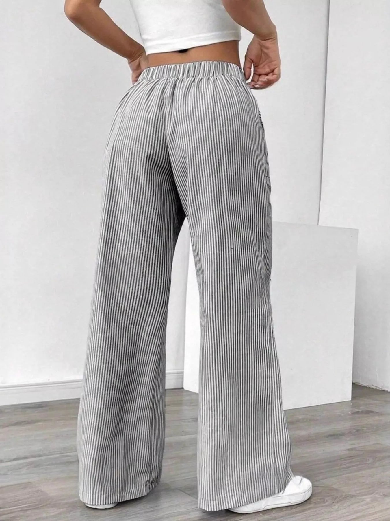 Trendsi Striped Drawstring Wide-Leg Pants -