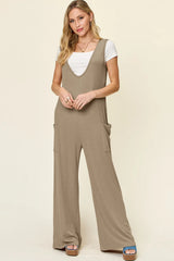 Trendsi Double Take Full Size Sleeveless Wide Leg Jumpsuit with Pockets -