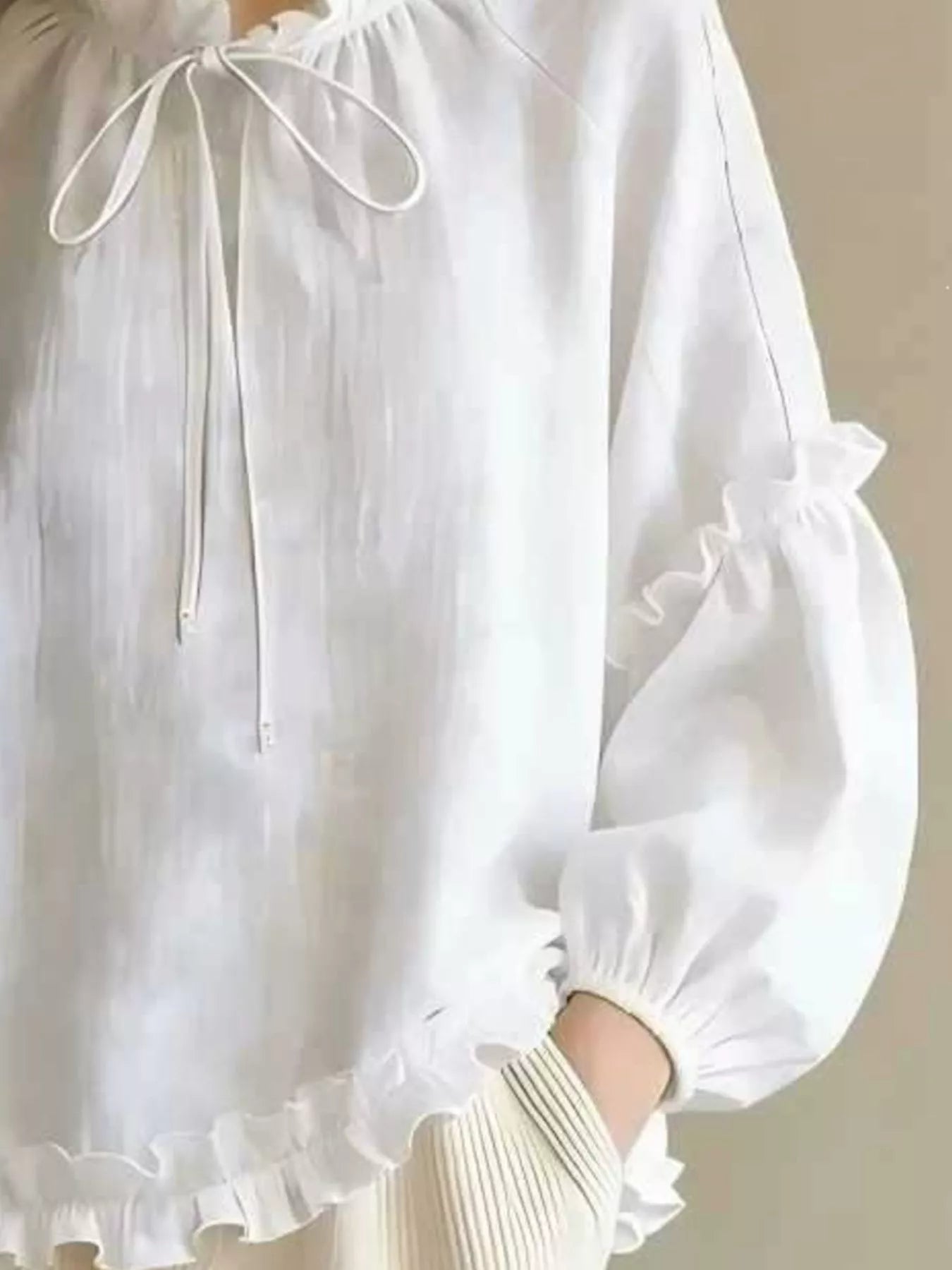 Trendsi Frill Balloon Sleeve Blouse -