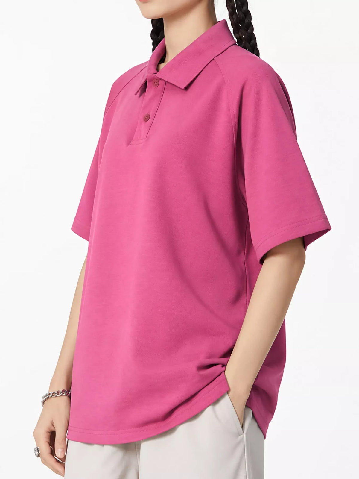 Fuchsia short sleeve polo t-shirt