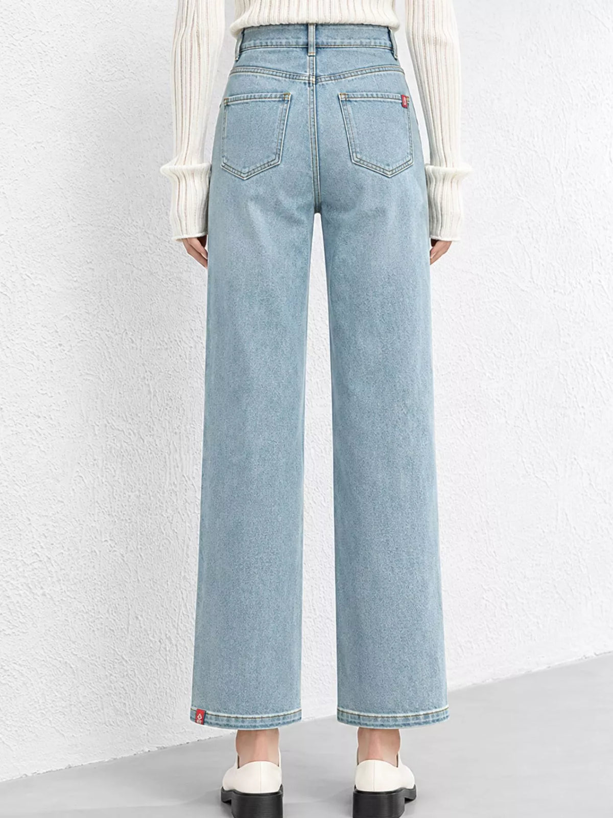 Straight-leg jeans, back view