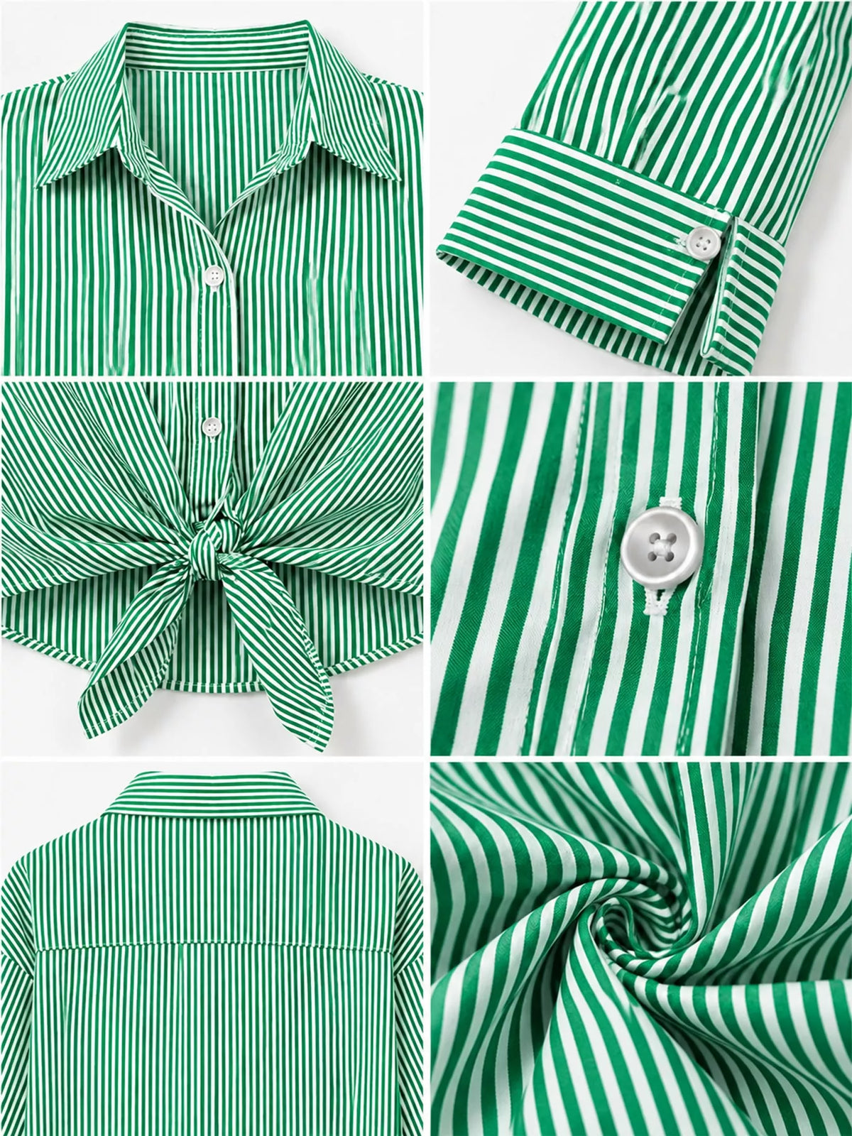 Green striped button-down shirt