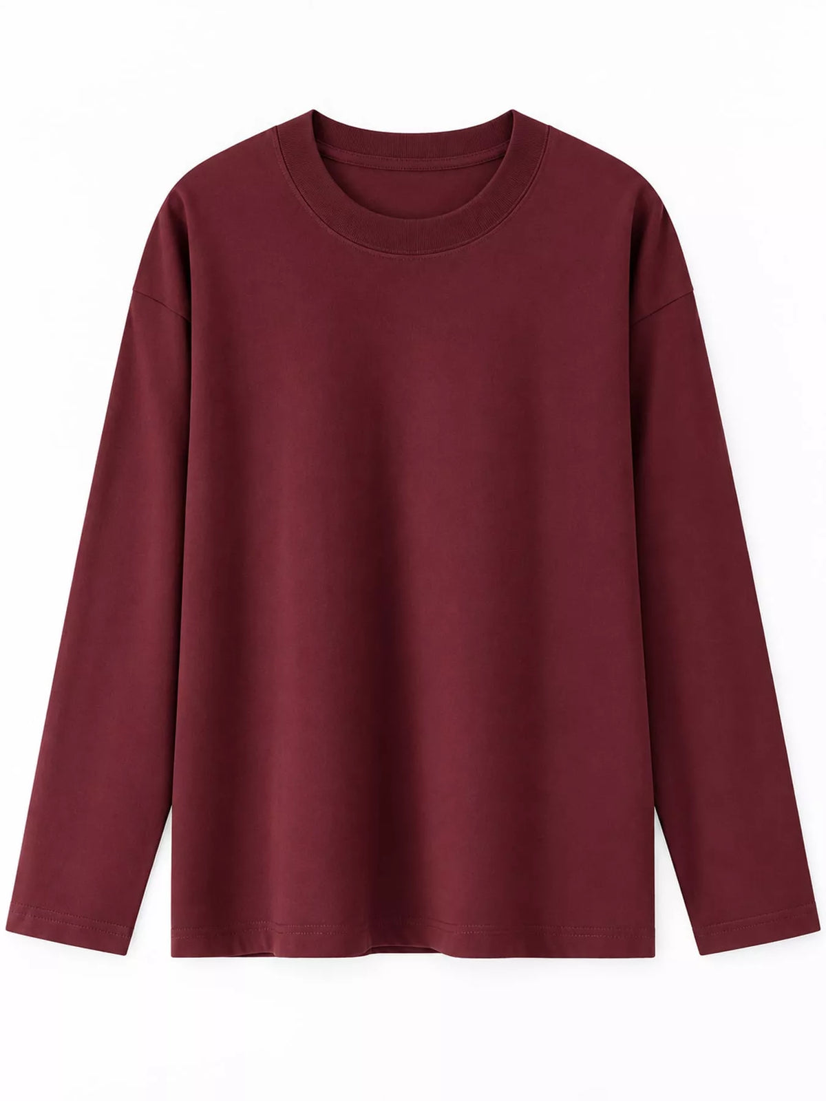 Solid Long-Sleeve Crew Neck T-Shirt — garment front