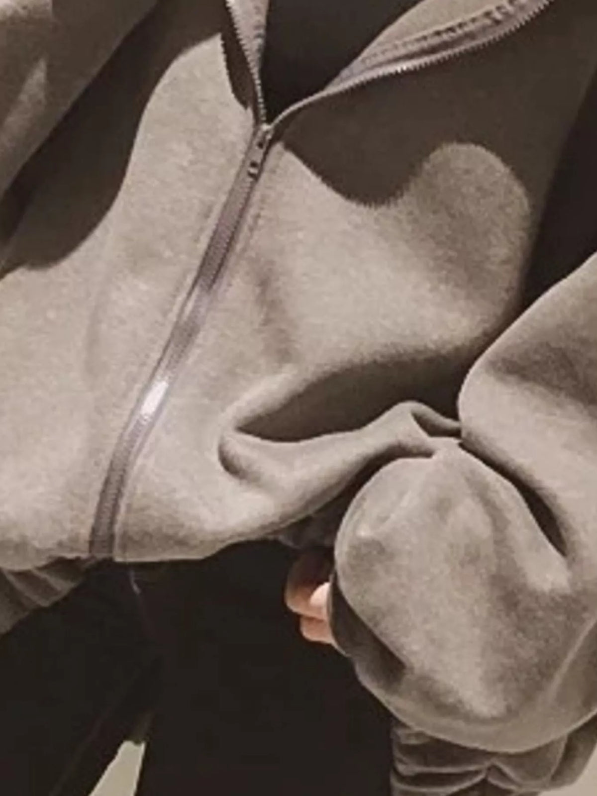 Dark Gray oversized zip-up hoodie