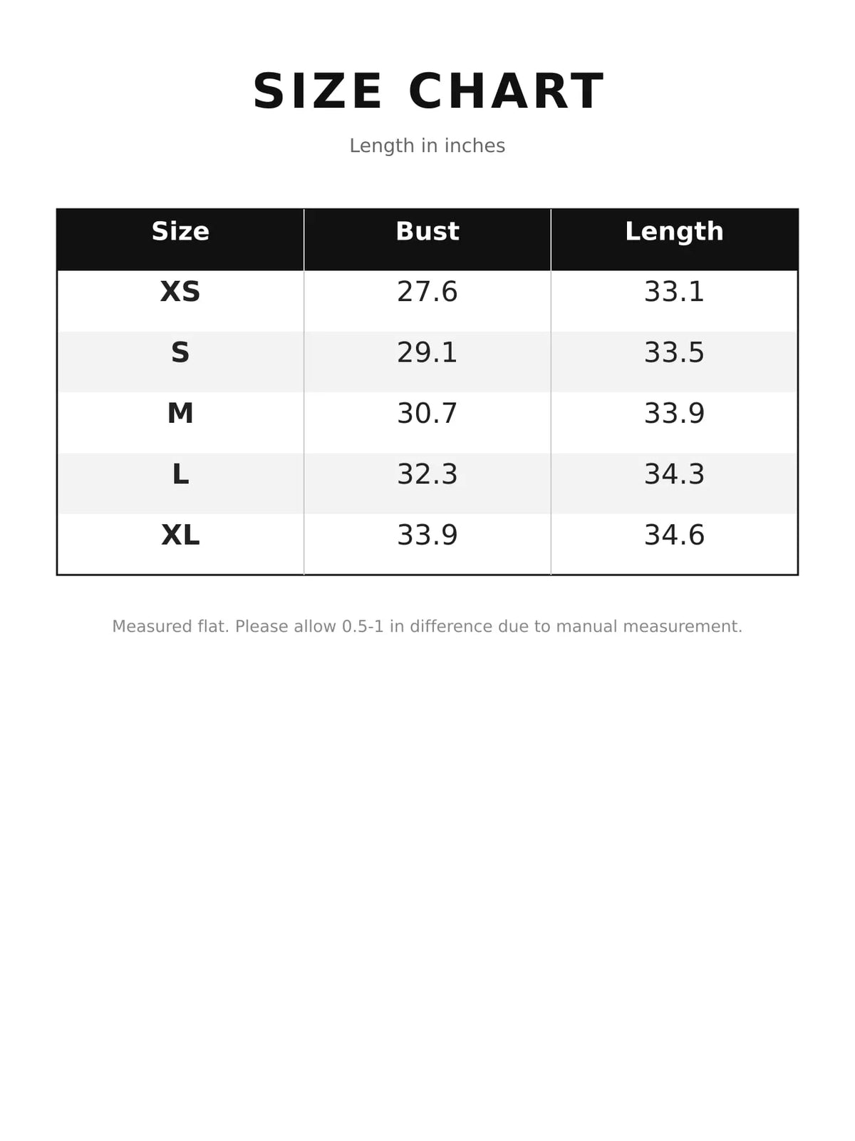 Square neck long sleeve mini dress, size and measurement chart