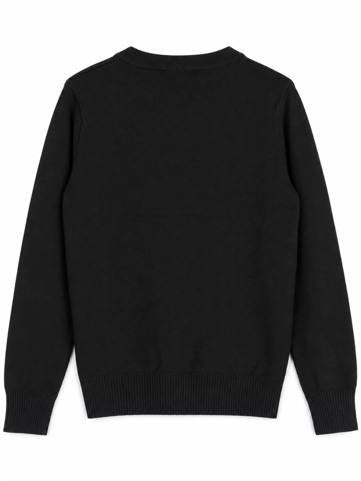 Women's V-Neck Long Sleeve Sweater in black — back view