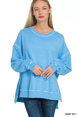 Trendsi Zenana Full Size French Terry Pigment Dye & Enzyme Washing Pullover Plus Size -