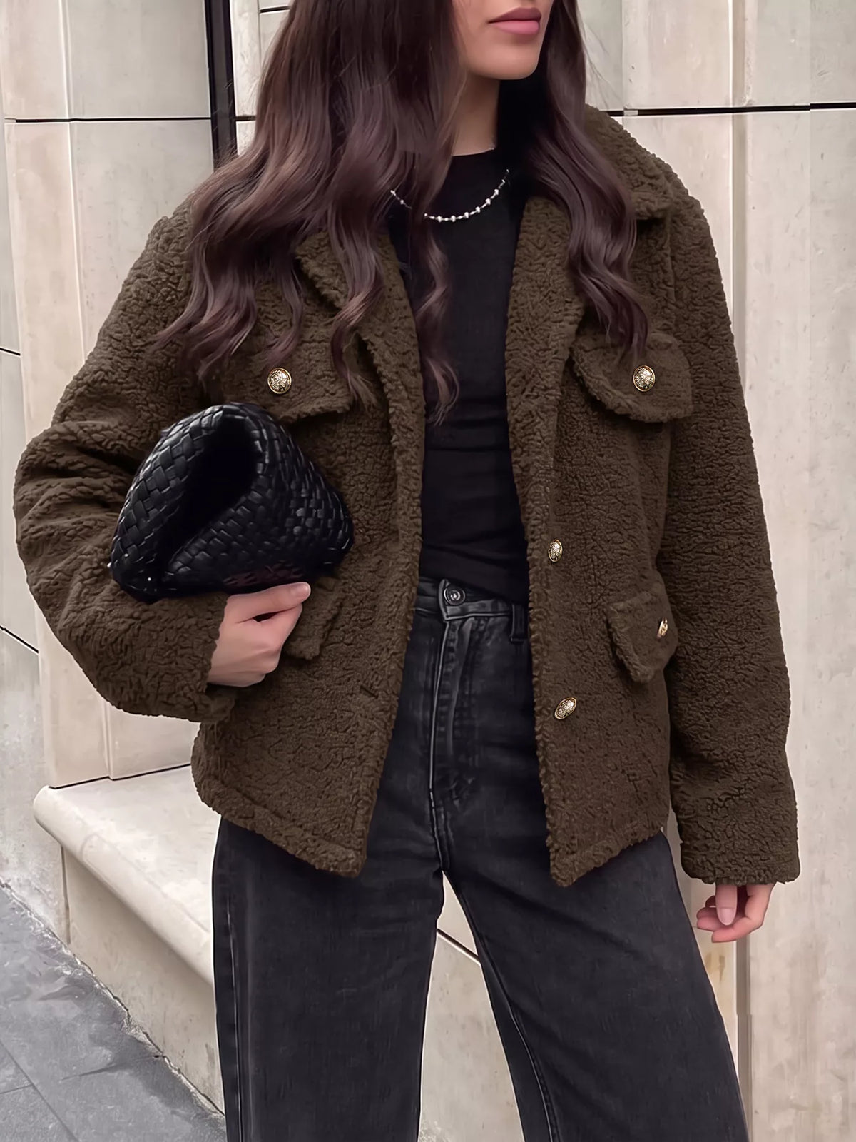 Sherpa Button-Up Jacket — front view