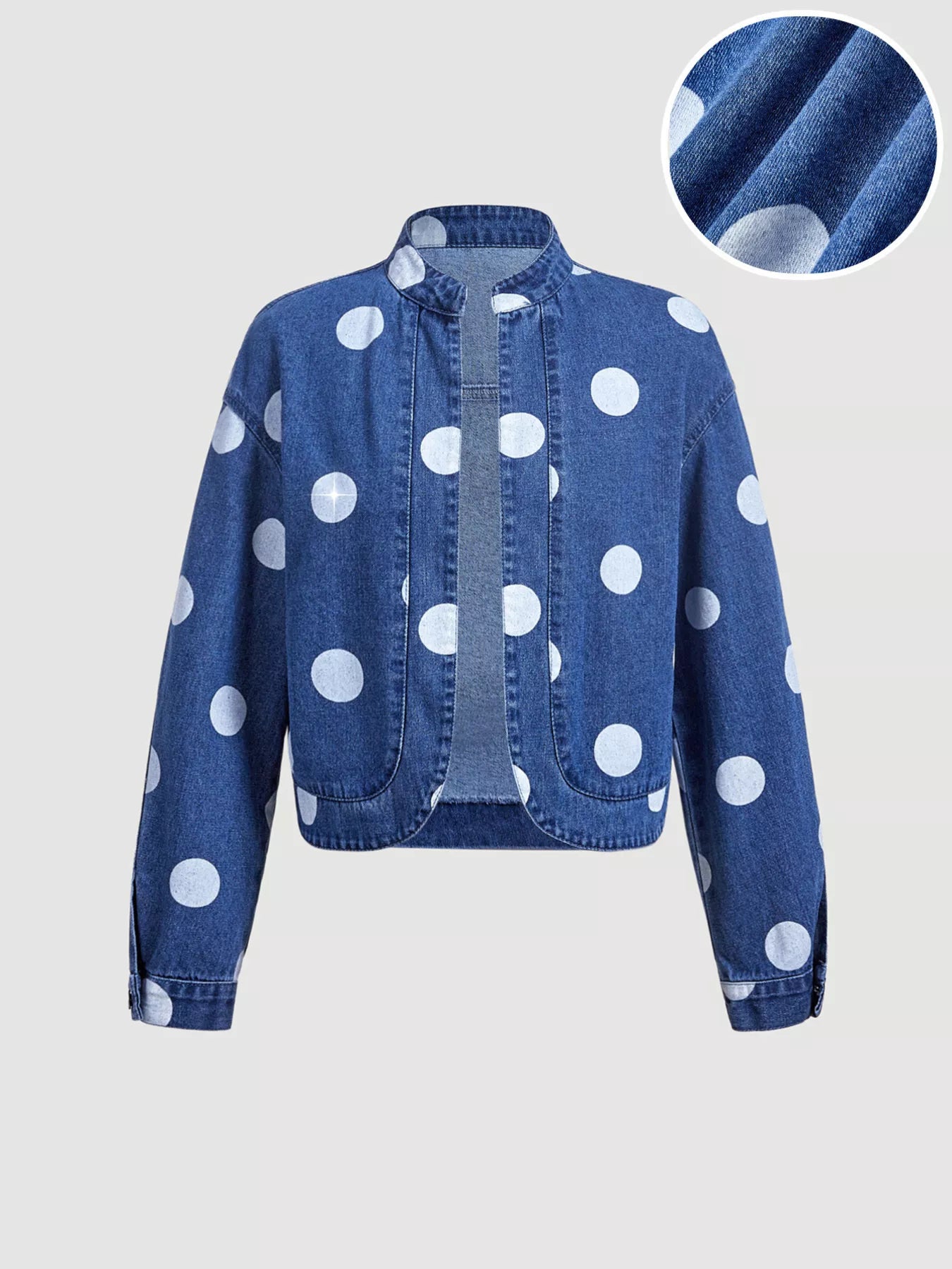 Trendsi Polka Dot Cropped Denim Jacket -