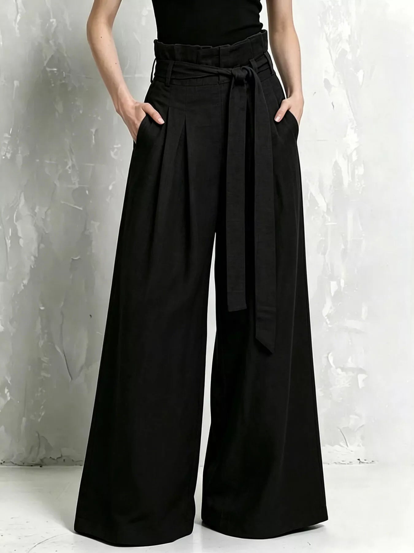 Trendsi Full Size Wide-Leg Paperbag Waist Pants Plus Size -