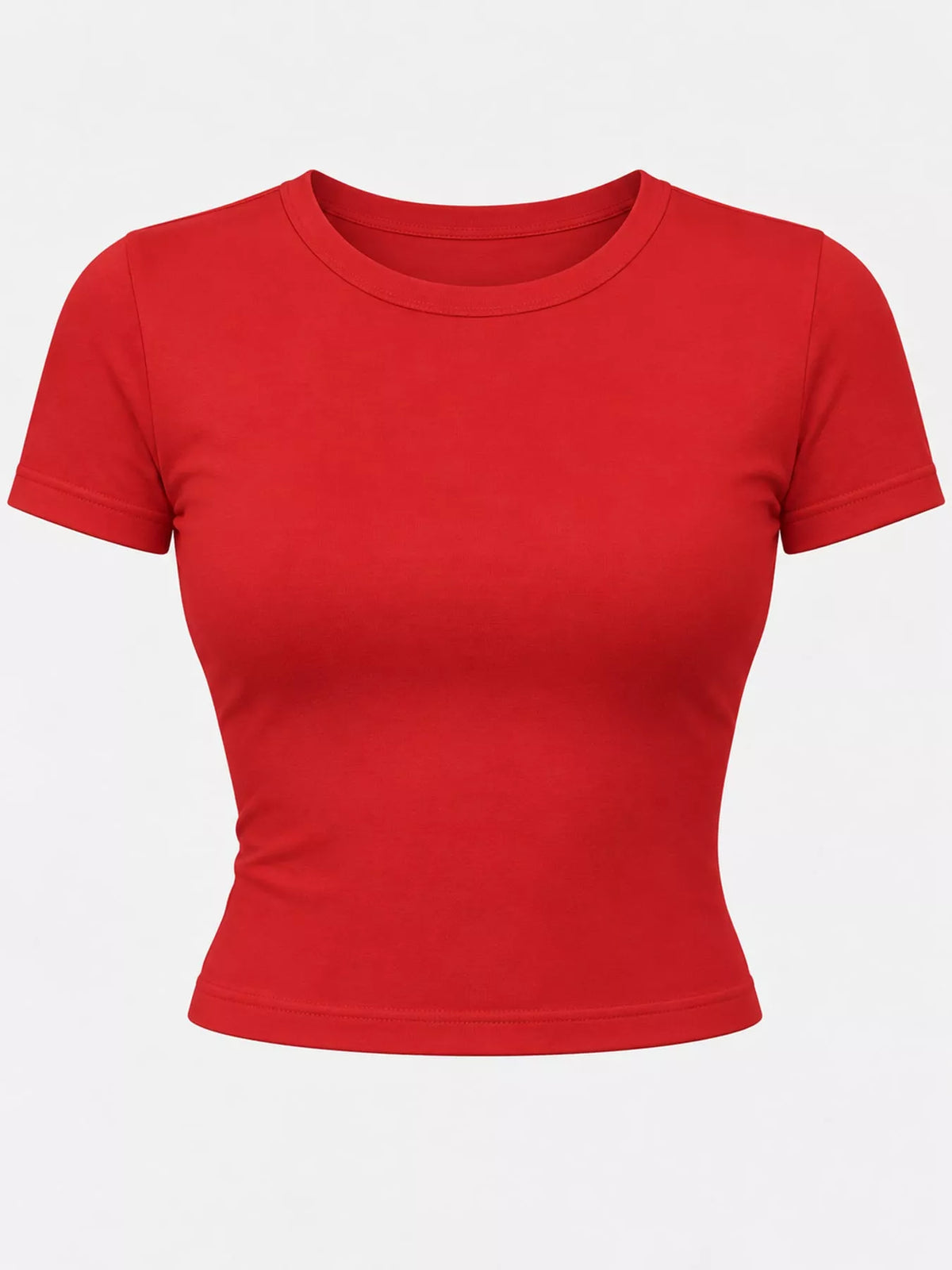 Red crew neck crop T-shirt, front product view