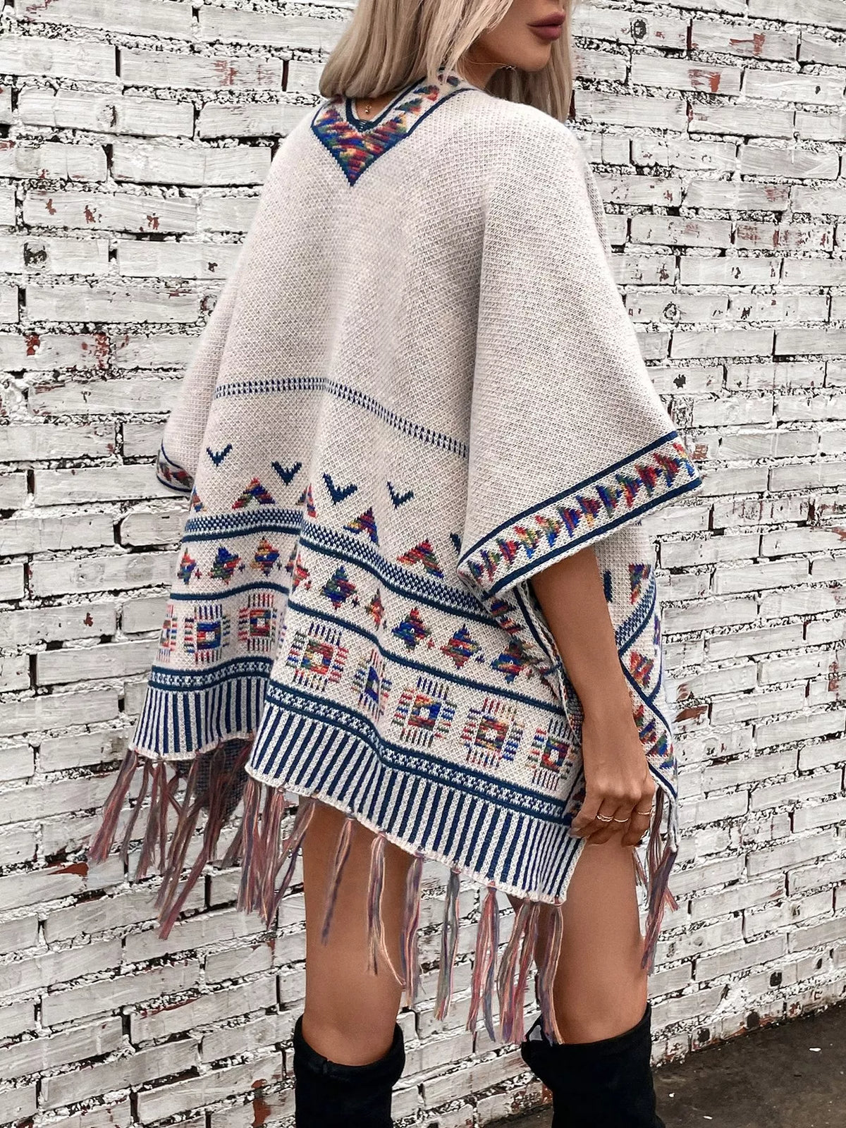 poncho, back view