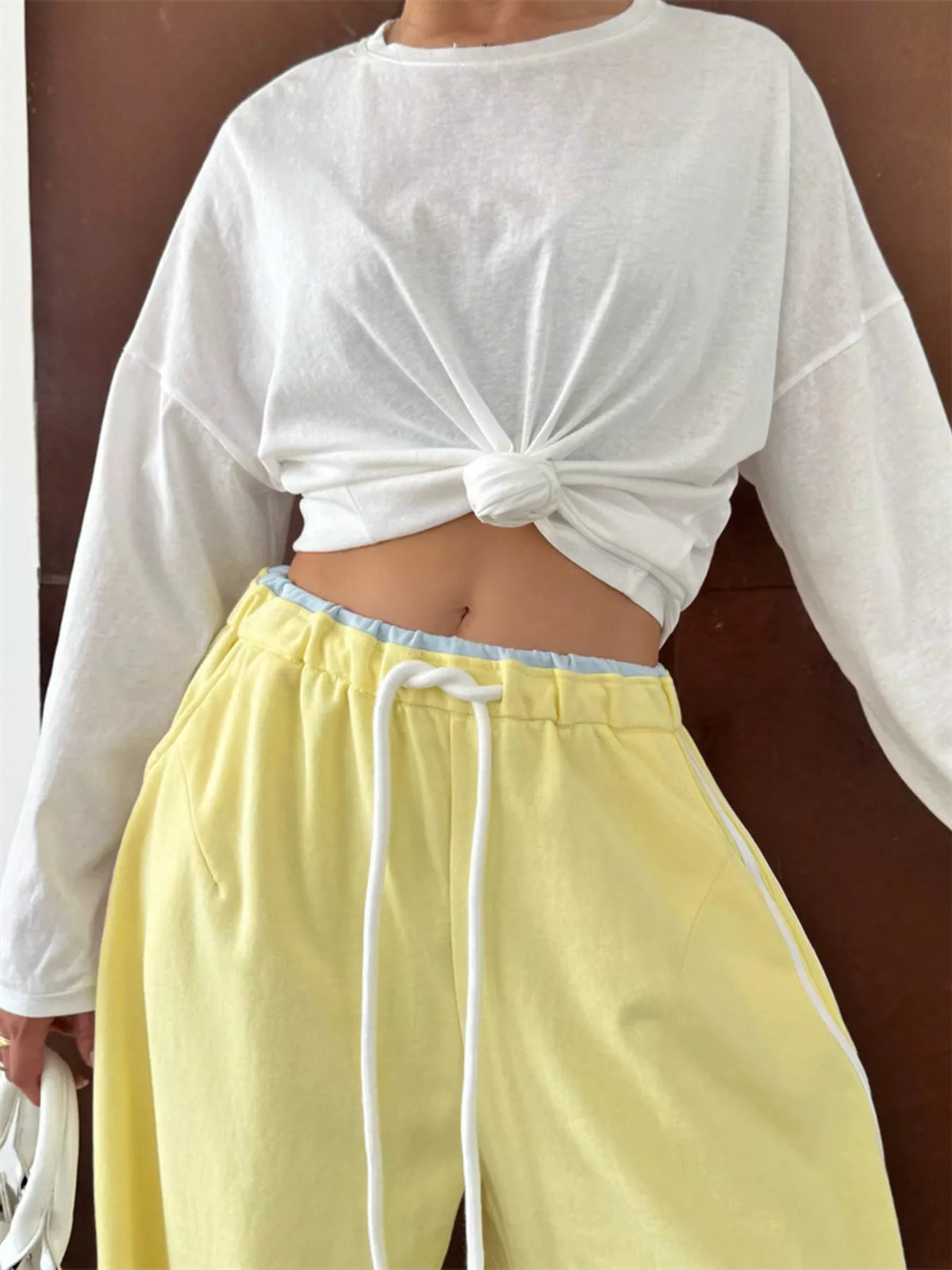Trendsi Side Stripes High-Waisted Wide-Leg Sweatpants -