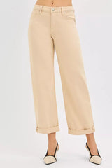 Trendsi RISEN Tummy Control Mid Rise Ankle Barrel Relaxed Baggy -