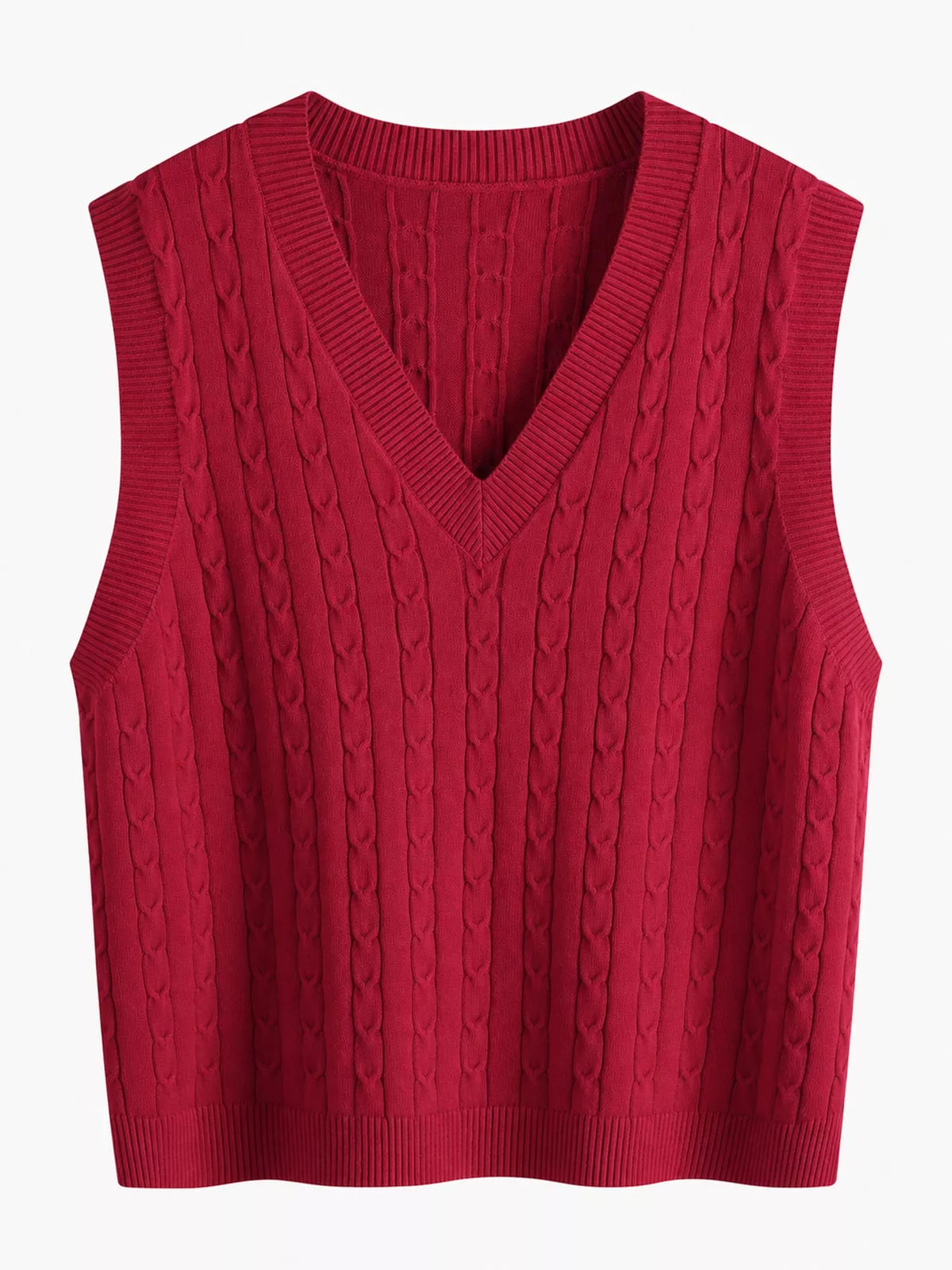 Cable-knit sweater vest, red front