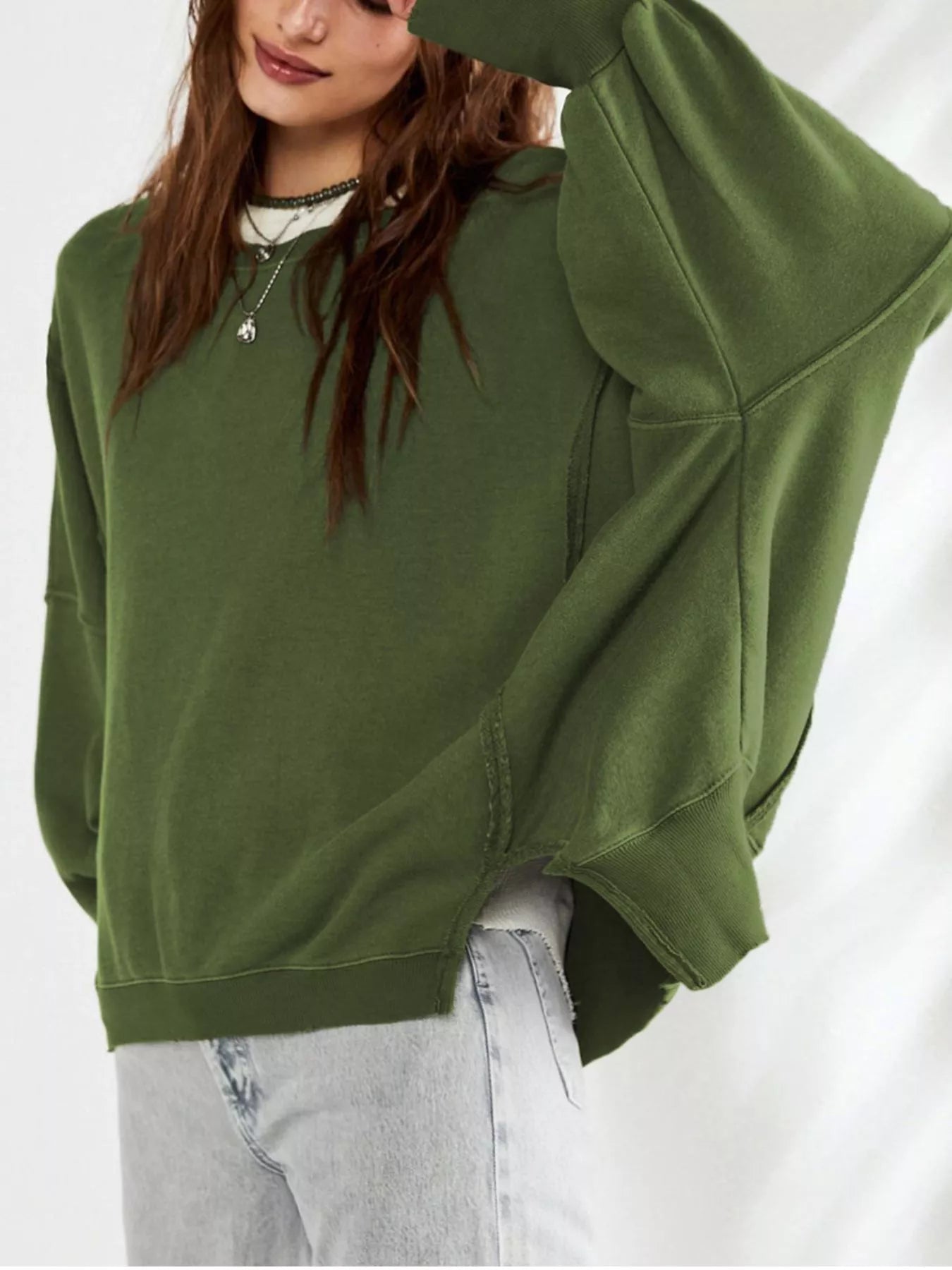 Trendsi Oversized Relaxed Fit Crew Neck Sweatshirt -