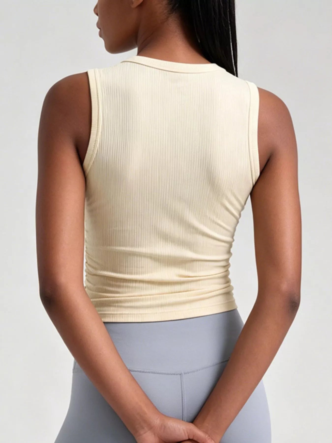 Trendsi Ribbed Ruched Active Tank -