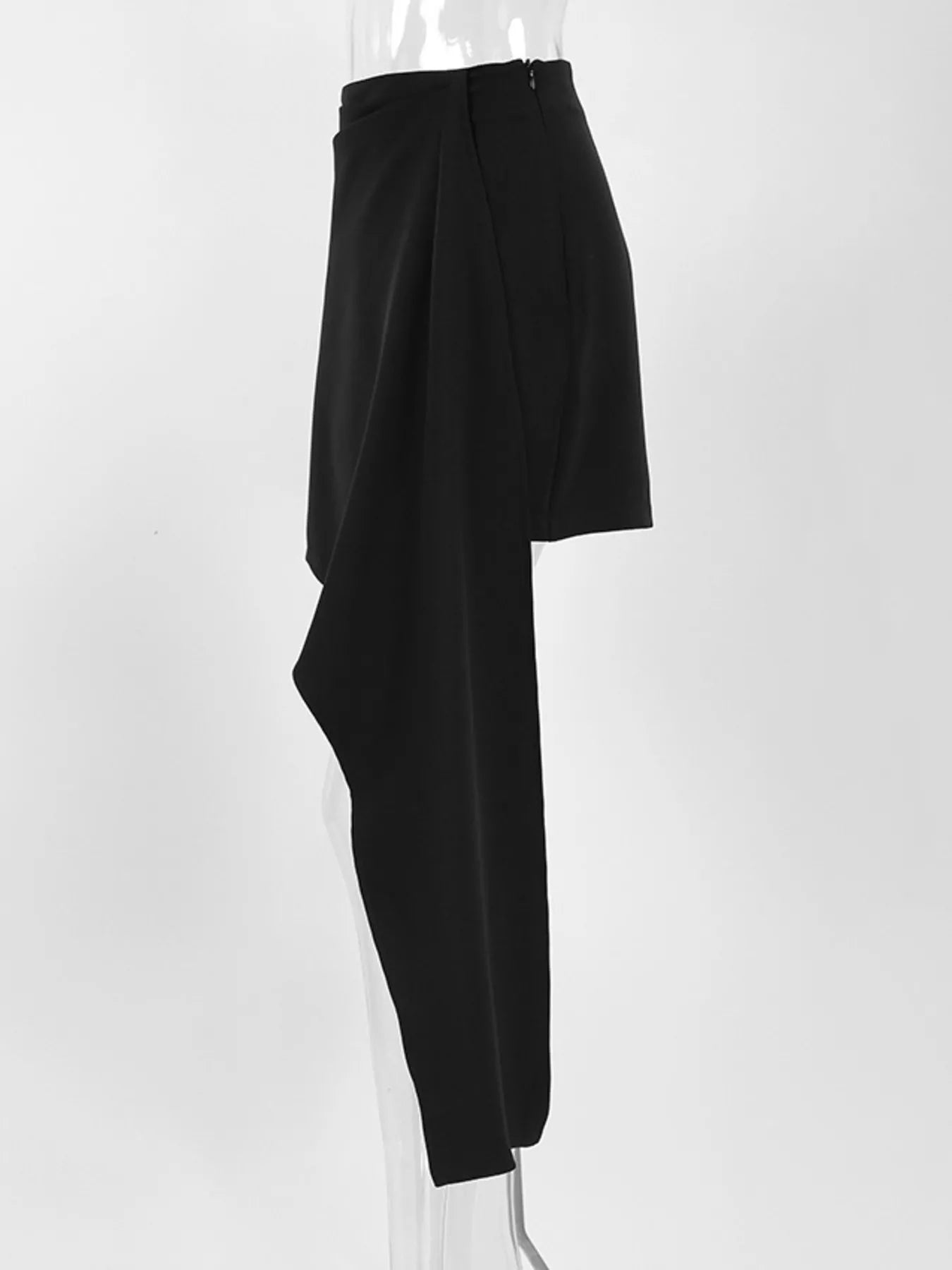 Trendsi Asymmetric High-Waisted Draped Mini Skirt -