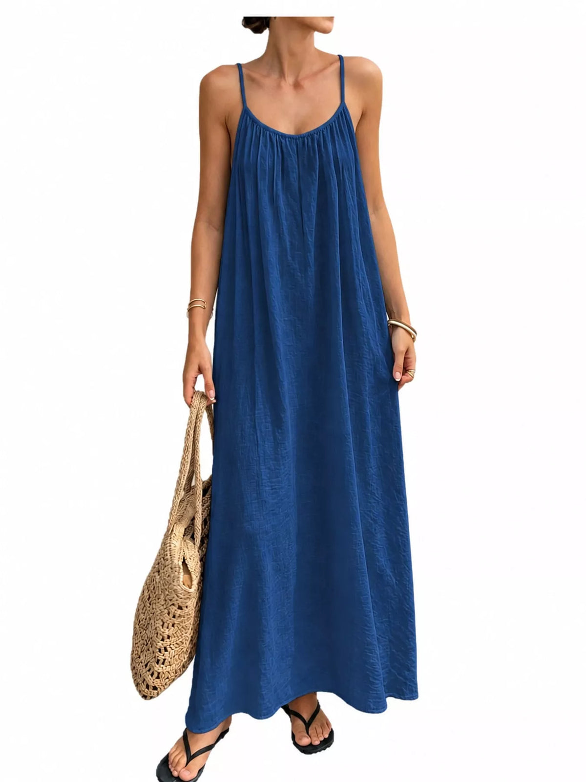 Backless Spaghetti Strap Maxi Dress — front view