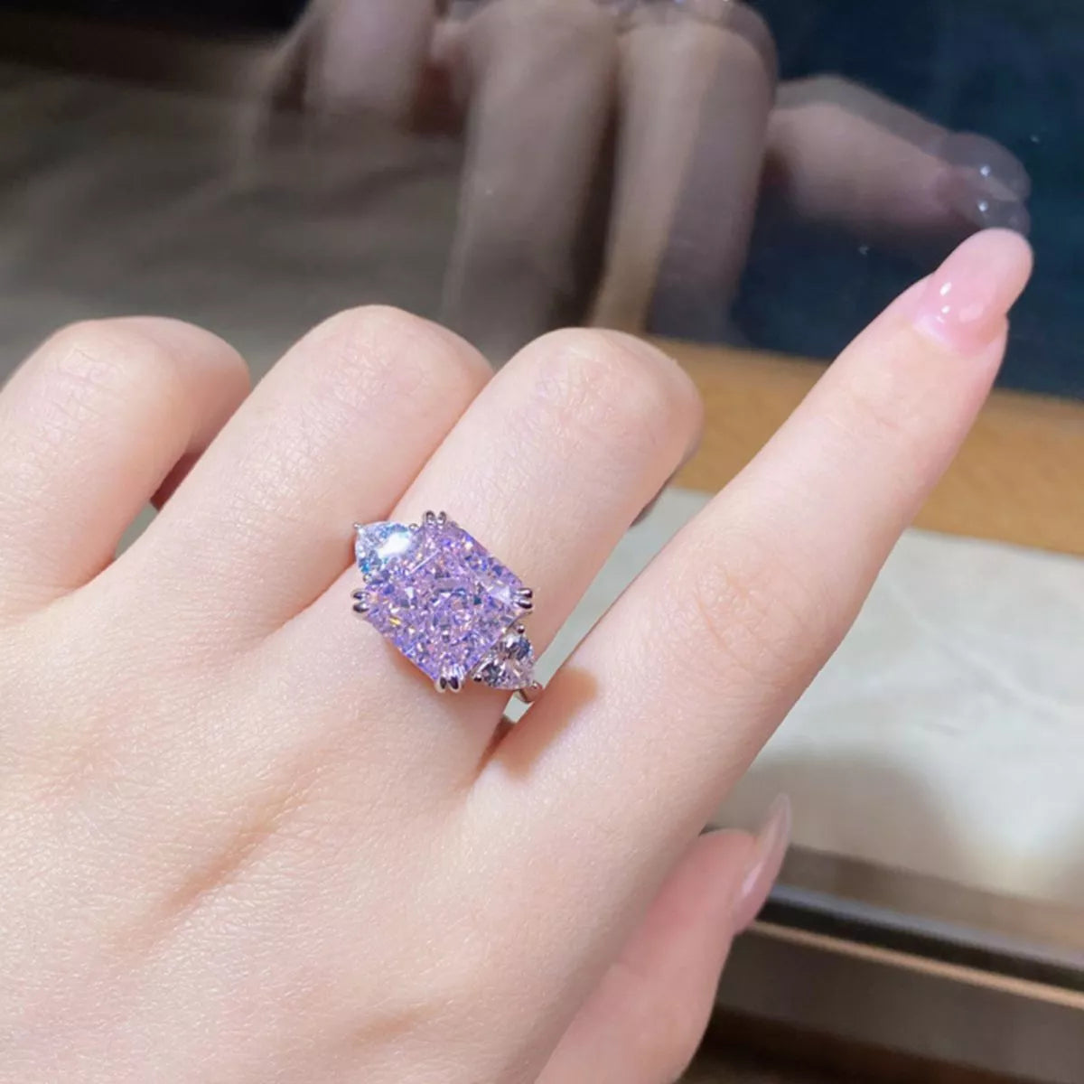 Trendsi 925 Sterling Silver Zircon Geometric Ring -