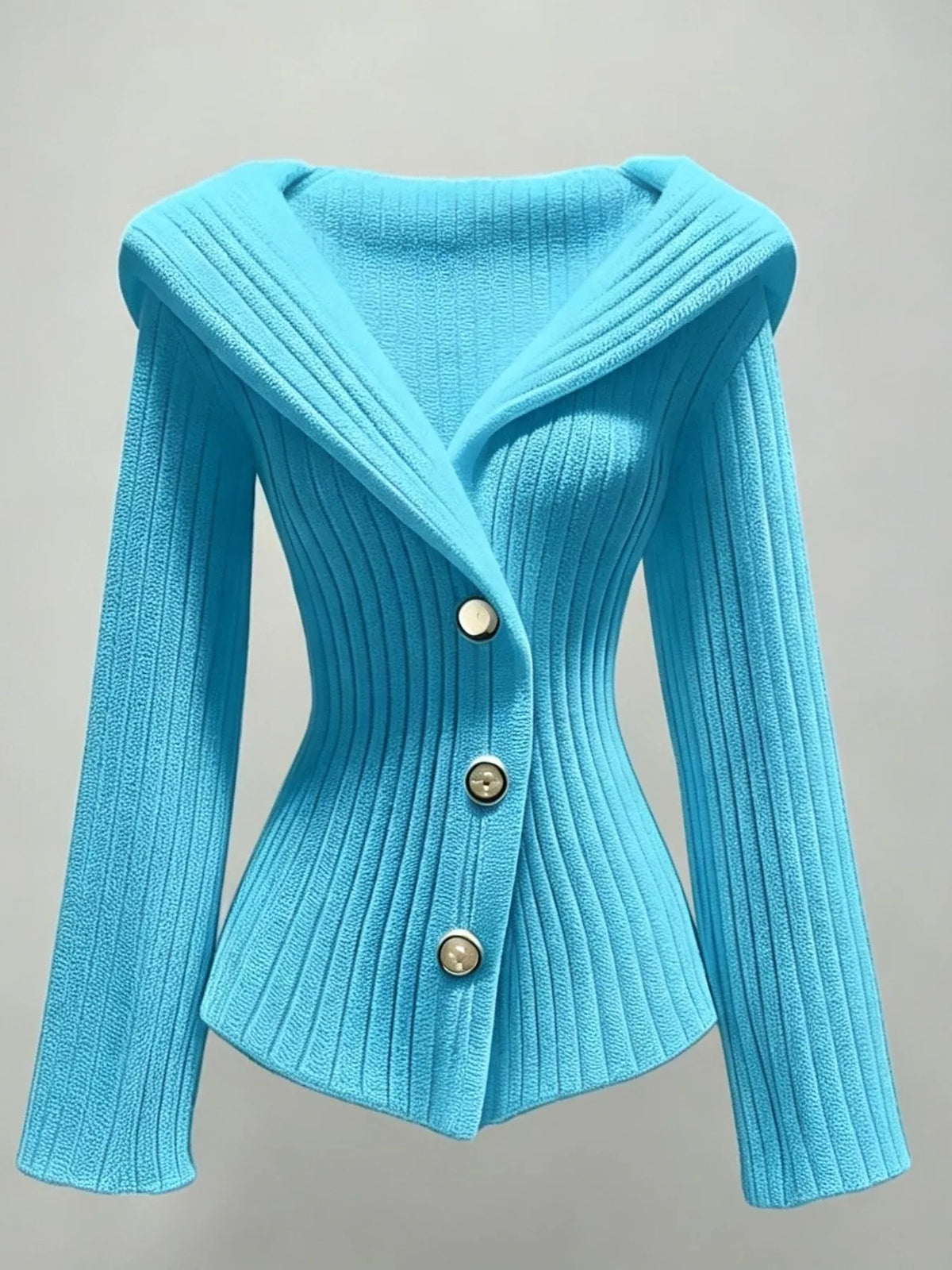 Ribbed cardigan, turquoise flat lay